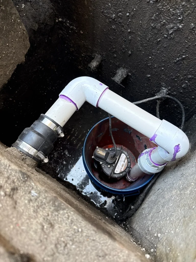 New sump pump and discharge piping fitted in Madison