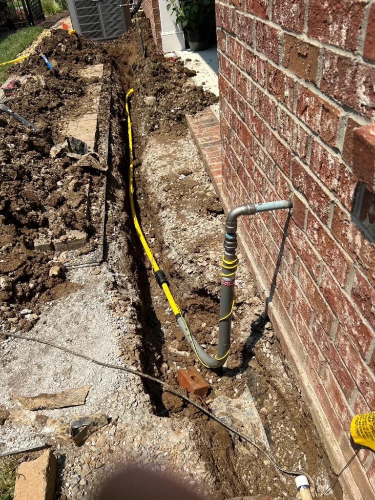 New gas line run and bedded before backfilling in Bellevue