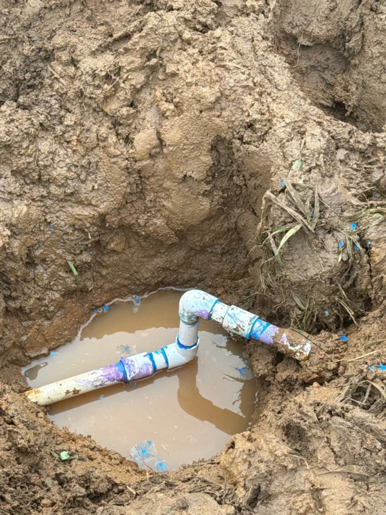 Water line repair opened up in a Lebanon yard