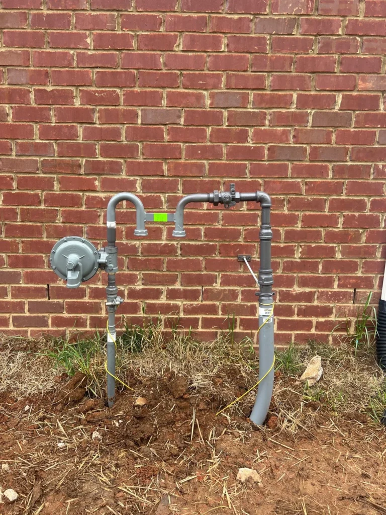 Underground gas line run to the meter on a Murfreesboro home