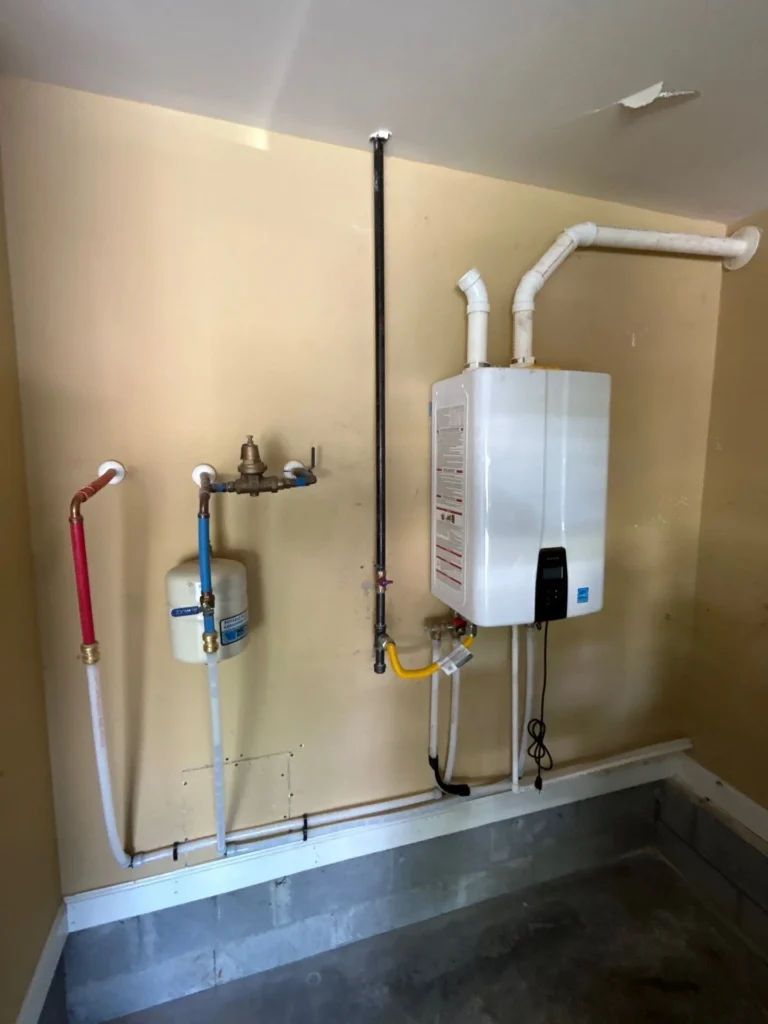 Tankless water heater installed on a Murfreesboro wall
