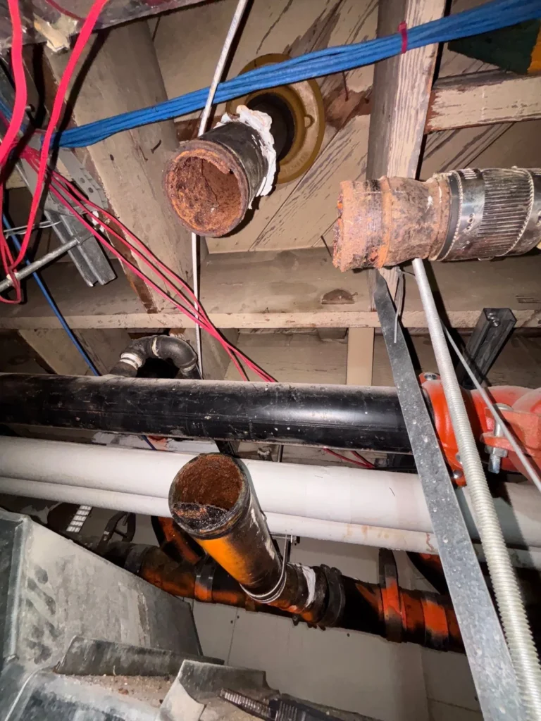 Corroded cast iron cut out before replacement in SoBro