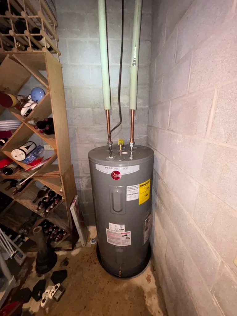 Replacement water heater installed in a Nashville basement