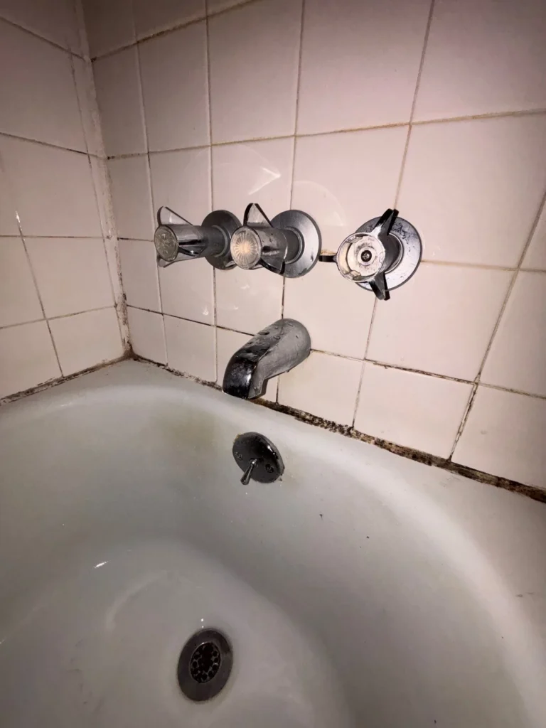 Three-handle tub and shower valve rebuilt in a Crieve Hall bathroom