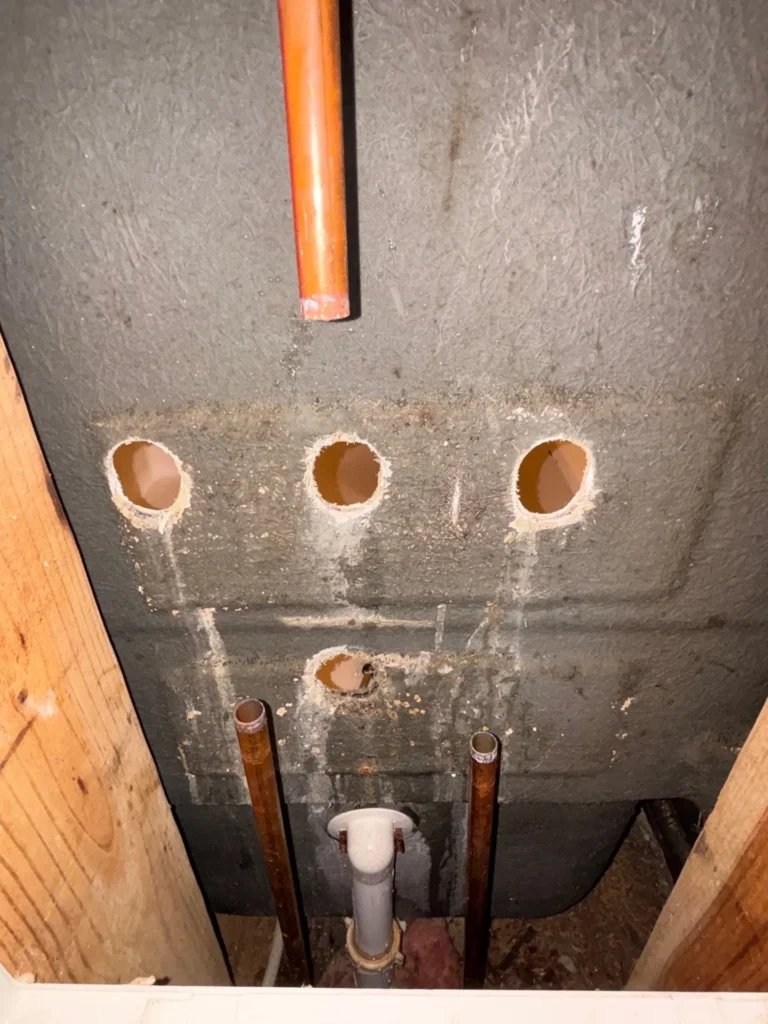 Supply lines opened up behind the wall during a La Vergne remodel