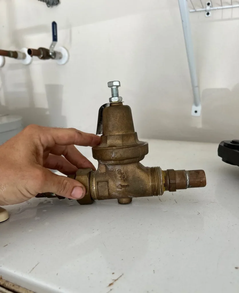 New brass valve before fitting on a Smyrna service call